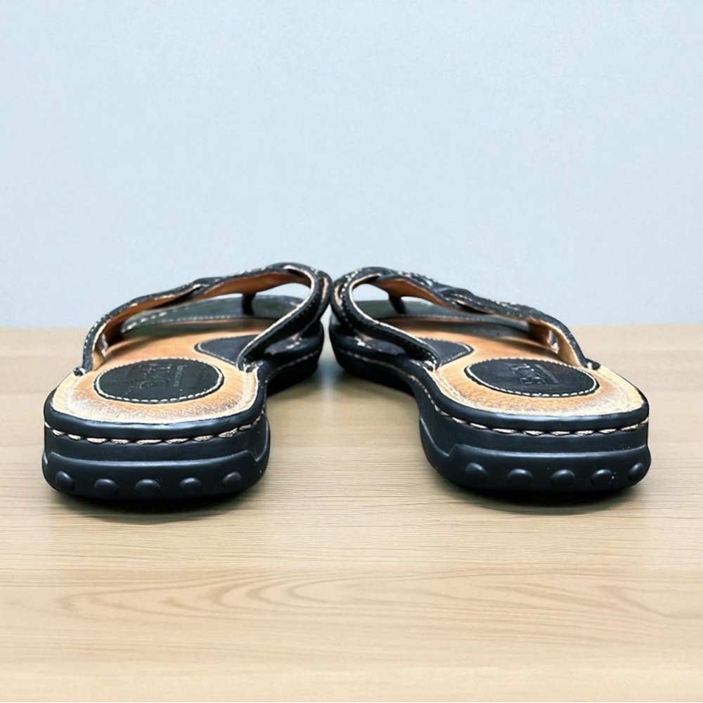 Born Black Leather Cross-Strap Slide Sandals - Picture 8 of 11